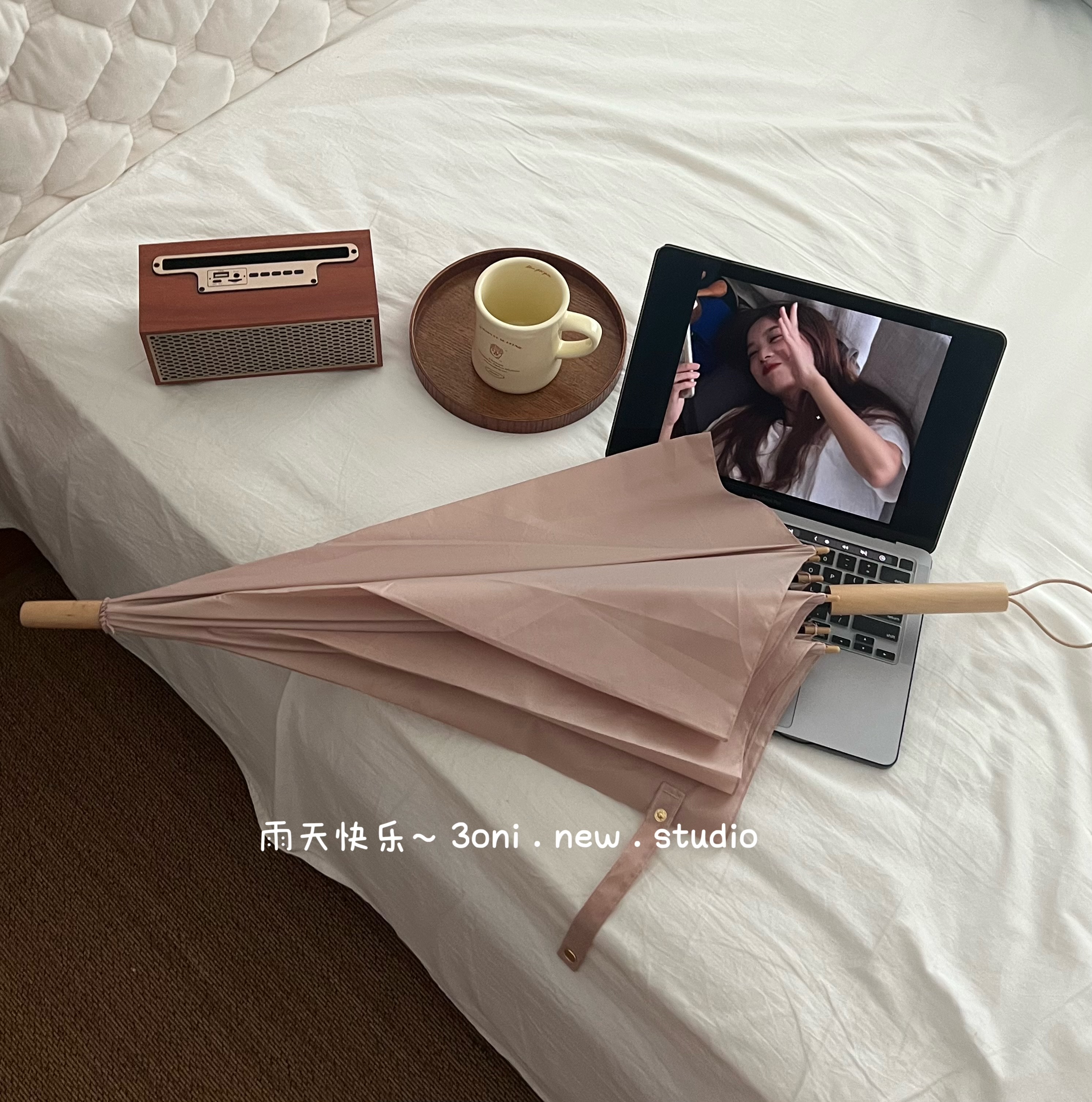 日系木柄长柄雨伞!遮雨