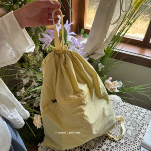 尼龙抽绳束口双肩包登山学生男女通用百搭文艺旅游背包 减重出行