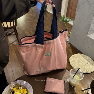 折叠环保好看 日系大号单肩手提便携超市购物防水大容量 购物袋