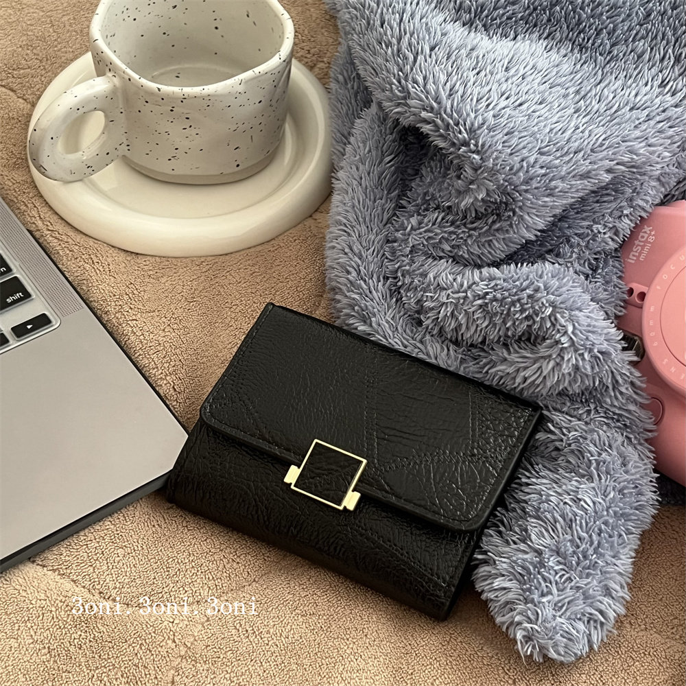 很爱的一款奶黑钱包!韩系质感短款新款设计钱夹子迷你时尚零钱包