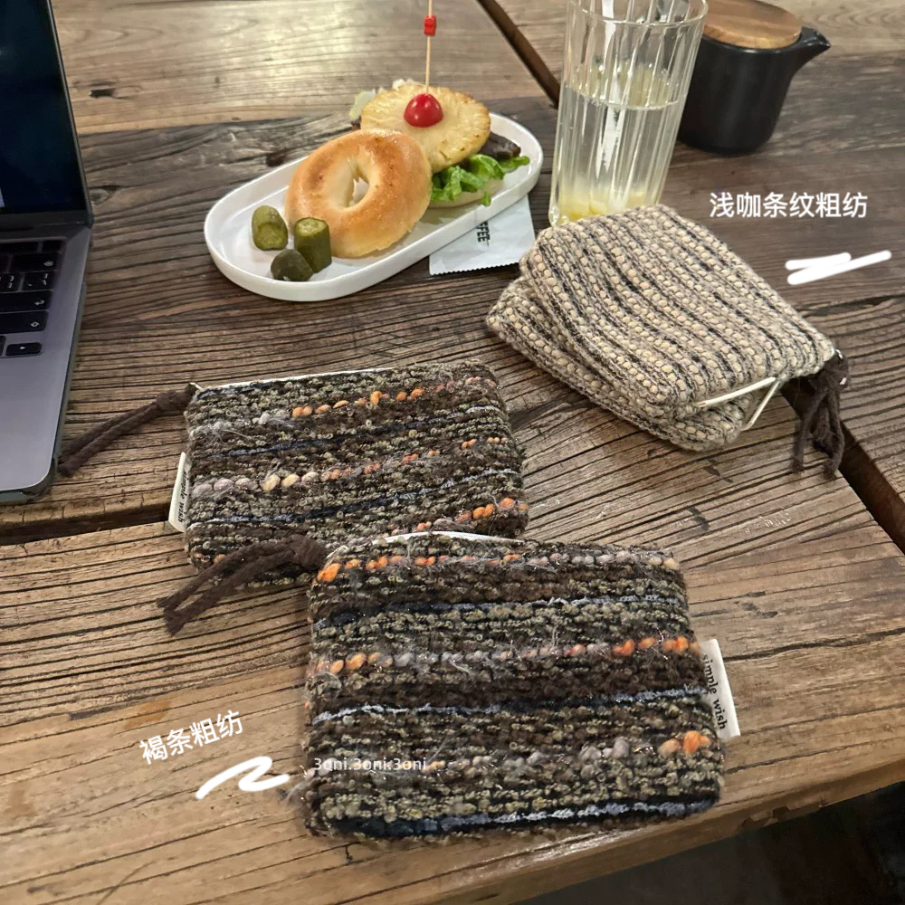 粗纺工艺，复古好用迷你口红包女生随身小号零钱包加厚文艺小布袋