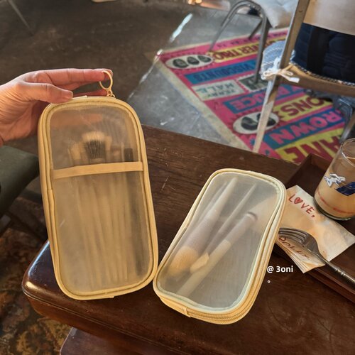 单/双面口袋网纱收纳袋！日系可透视沥水学生独立笔袋女生刷子袋