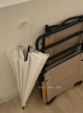 谁是谁的白月光！日系纯白色弯把雨伞16股2人可撑挡雨结实直柄伞