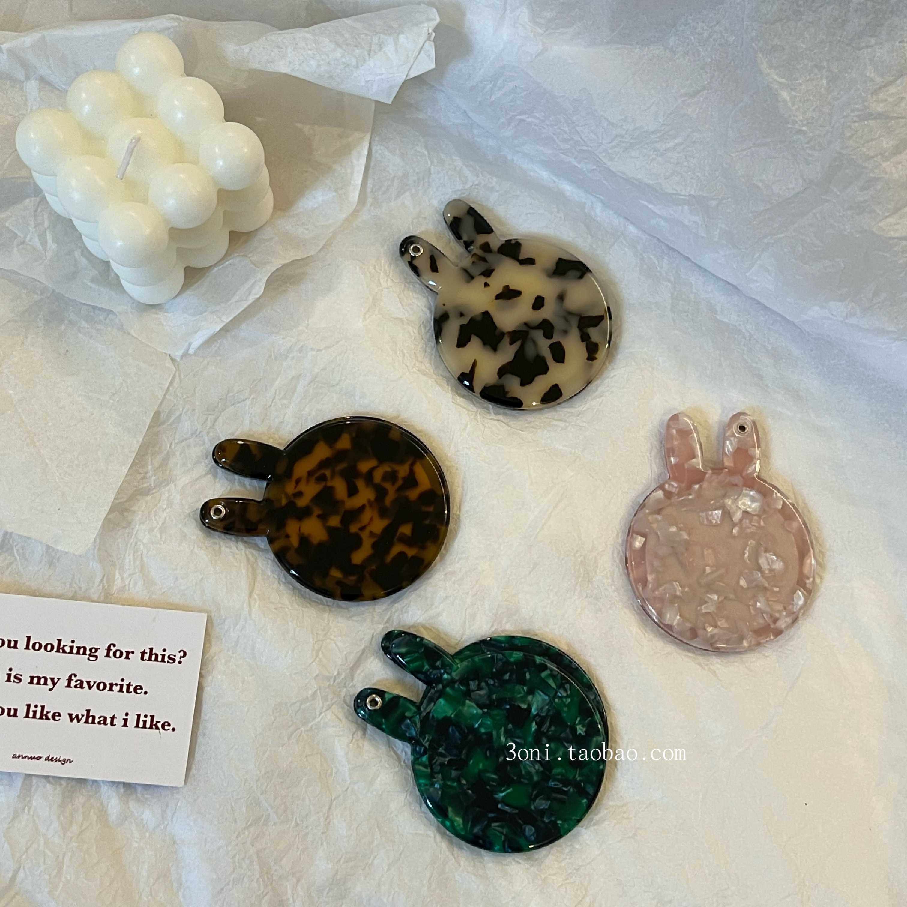 xian 量 兔你好看～高级形兔子玳瑁色醋酸小圆镜质感小巧随身化妆