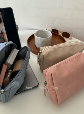 简约纯色长方形经典款化妆包！旅游便携pvc耐磨便携中小样收纳包