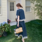 【现货】2026夏季新款薄牛仔蕾丝花边连衣裙005-670-P155-K228，女装套装/套裙，浙宝005