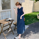 【现货】2026夏季新品深蓝色薄牛仔无袖连衣裙005-685-P130-K188，女装连衣裙，浙宝005