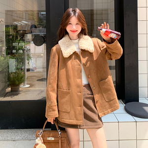 【现货】美拉德风麂皮绒羊羔毛翻领保暖棉服005-6060-P185-K278图片
