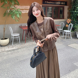 半裙复古女装休闲风裙子百褶裙时尚套装套装小香风显瘦气质网红，女装连衣裙，浙宝005