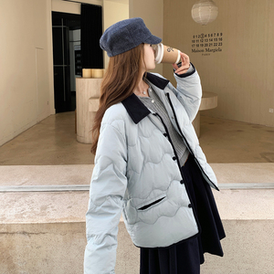 【新款】蓝色拼接翻领泡芙羽绒服005-6085-P295-K428图片