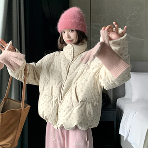 【现货】2026冬季新品小碎花短款羽绒服005-9981-P215-K318,短款a版羽绒服搭配图片图片
