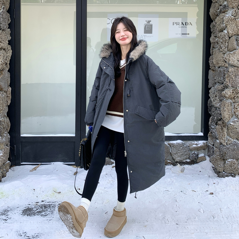 【现货】毛领连帽牛角扣白鸭绒派克服005-8097-P385-K588，女装羽绒服，浙宝005