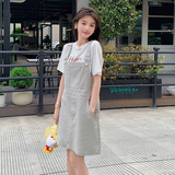 2026夏季新品休闲简约洗水棉背带裙0058897P100K148，女装连衣裙，浙宝005