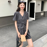 【现货】2026夏季新品灰色条纹短裤两件套005-698-P130-K188，女装套装/套裙，浙宝005