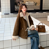 【现货】麂皮绒羊羔毛外套两面穿皮毛一体005-6061-P230-K338，女装棉衣/棉服，浙宝005