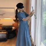 夏季新品【现货】牛仔长款连衣裙005--8815--P105--K158，女装连衣裙，浙宝005