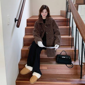 新款现货  棕色皮毛一体羊羔外套 005 9999  P195-K288图片