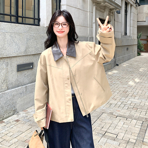 【大货已出】新款撞色翻领休闲工装外套女 6068 P145-K208图片