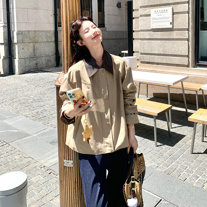 【大货已出】新款撞色翻领休闲工装外套女6068P145-K208,女装短外套,浙宝005