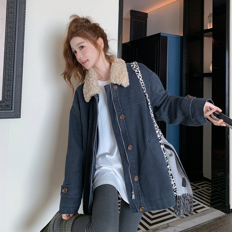 【现货】复古羊羔毛牛仔外套宽松上衣005-6118-P205-K298，女装派克服，浙宝005