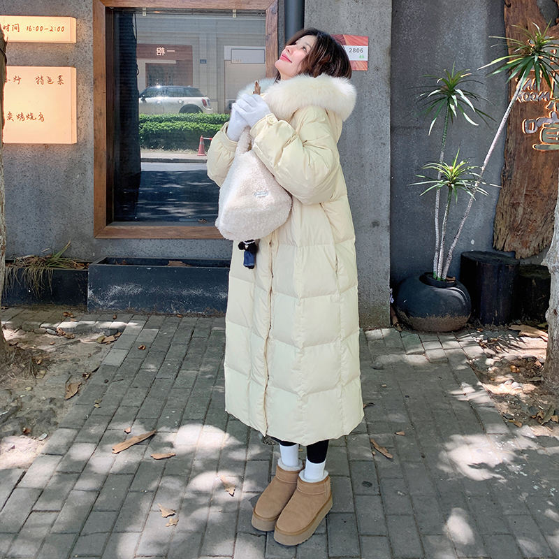 【现货】2025新款50绒送毛领中长款羽绒服0059952P335-K498，女装羽绒服，浙宝005