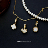 镀金贝母爱心任意可掰扣吊坠可拆卸扣头时尚 单坠搭配珍珠项链配饰