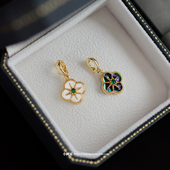 四叶草任意扣项坠复古文艺吊坠时尚 简约气质项链贝壳单坠DIY配饰