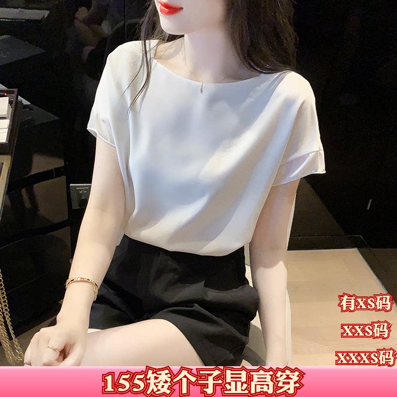女装夏装150cm显高矮个子XXS加小码拼接短袖雪纺衫上衣2026小衫