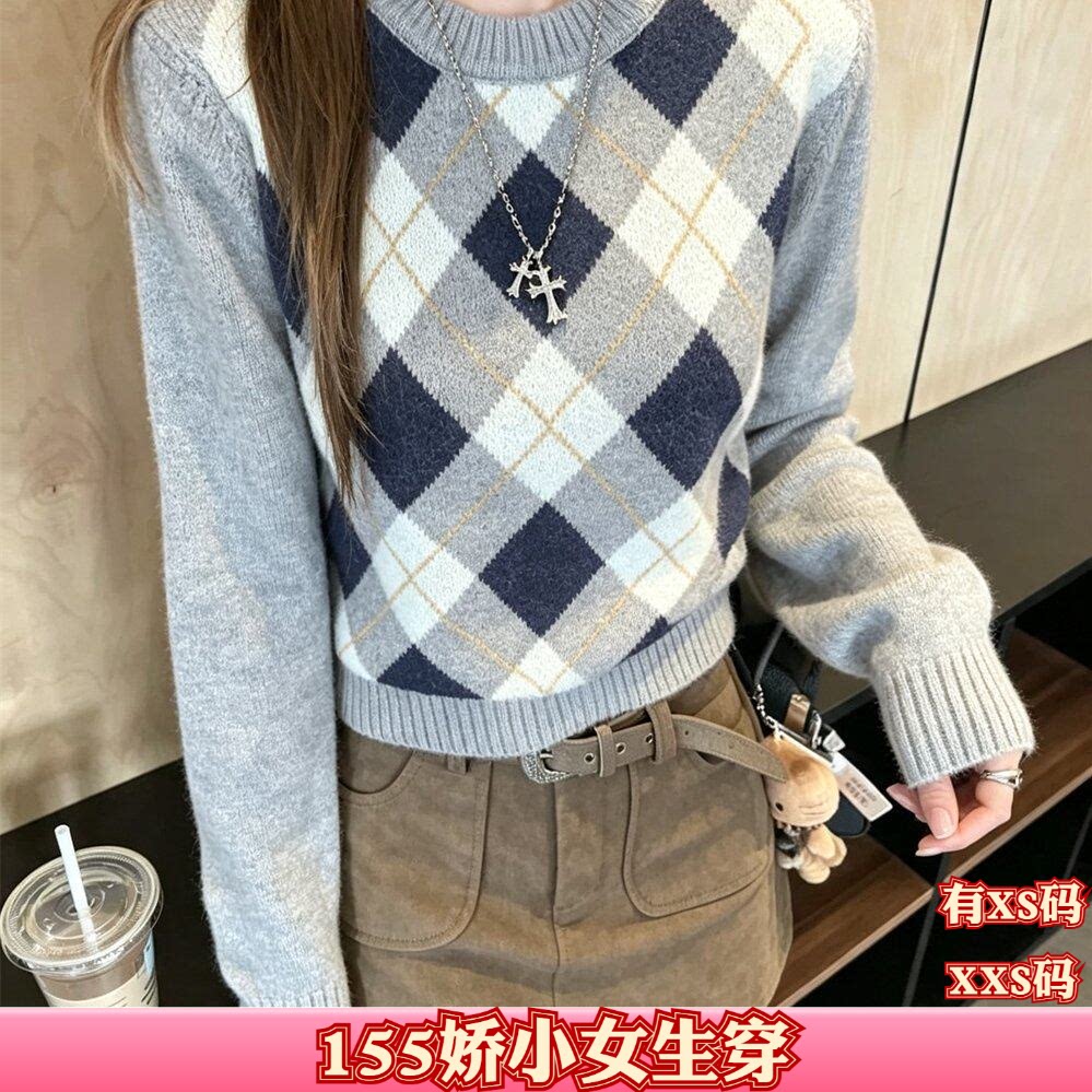 加小码XXS女装矮个子显高秋装刺绣毛衣开衫女长袖打底衫上衣百搭