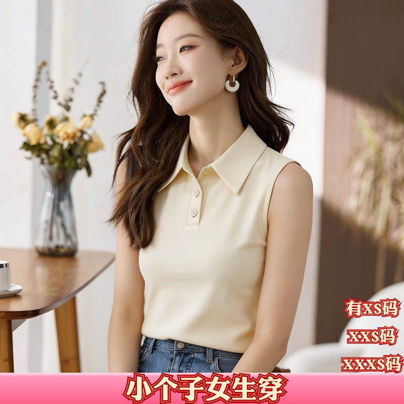 女装夏装矮个子150cm显高加小码XXS坎肩背心女衬衫雪纺打底上衣