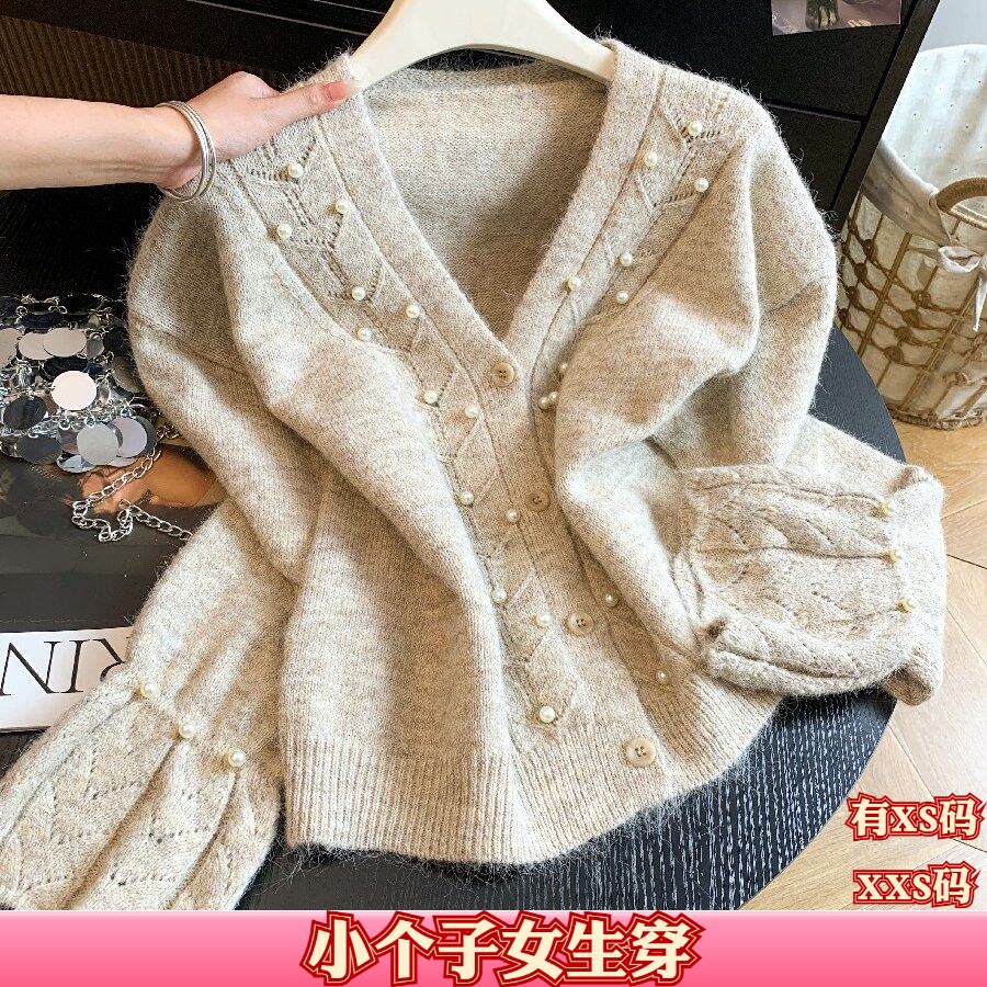 女装秋装矮个子显高加小码XXS显高慵懒毛衣外套女针织开衫打底衫