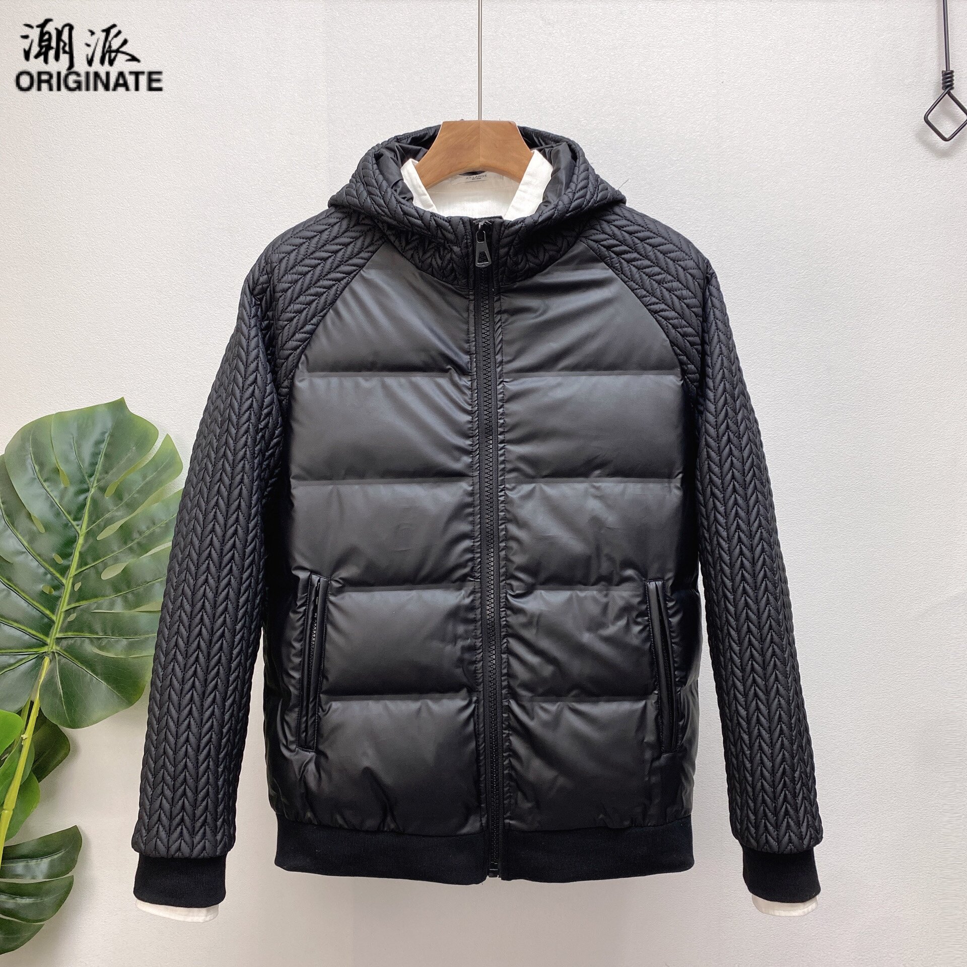 男士麦穗羽绒服冬季新款修身白鸭绒外套男款连帽修身青年羽绒外套