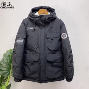 2026冬季新款男士棉服连帽工装外套青年百搭贴标休闲冲锋衣棉袄男
