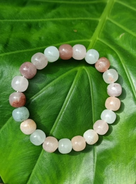 超值天然10mm天山翠多宝色直切珠手链福利价