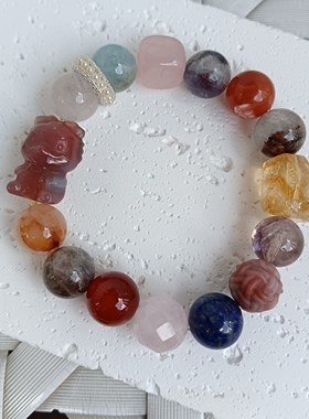 天然水晶手链女款单圈多宝水晶手串送女友闺蜜DIY礼物水晶原创款