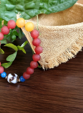 天然水晶10mm老玛瑙14mm天珠手串男女款上岸手链