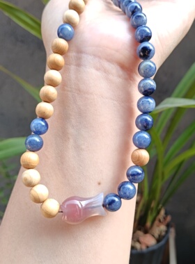 福利款天然蓝东陵手串圆珠水晶崖柏木多圈上岸鱼跃龙门手链