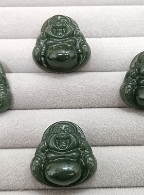 天然和田玉碧玉俄料老料手镯芯大佛公约50mm吊坠