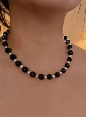 天然水晶紫水晶天然珍珠项链女款时尚百搭饰品送女友闺蜜生日礼物