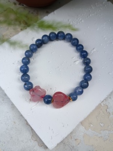 天然玉化蓝晶石蔷薇辉星心相印手链小众设计感轻奢精致闺蜜礼物