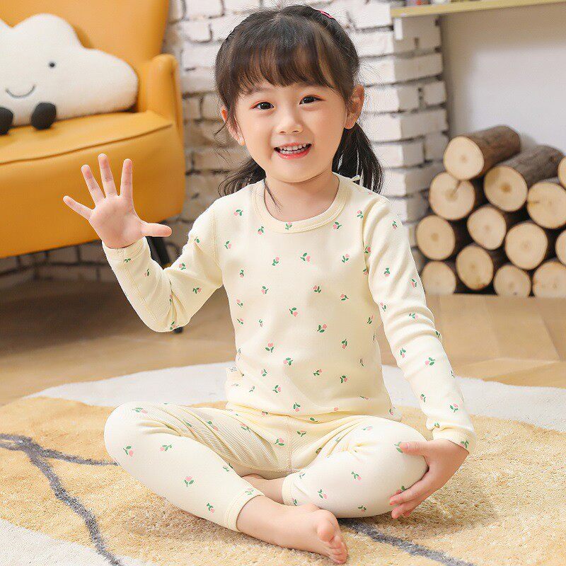 儿童内衣套装纯棉男女童秋衣秋裤保暖棉毛衫小中童全棉女孩无骨