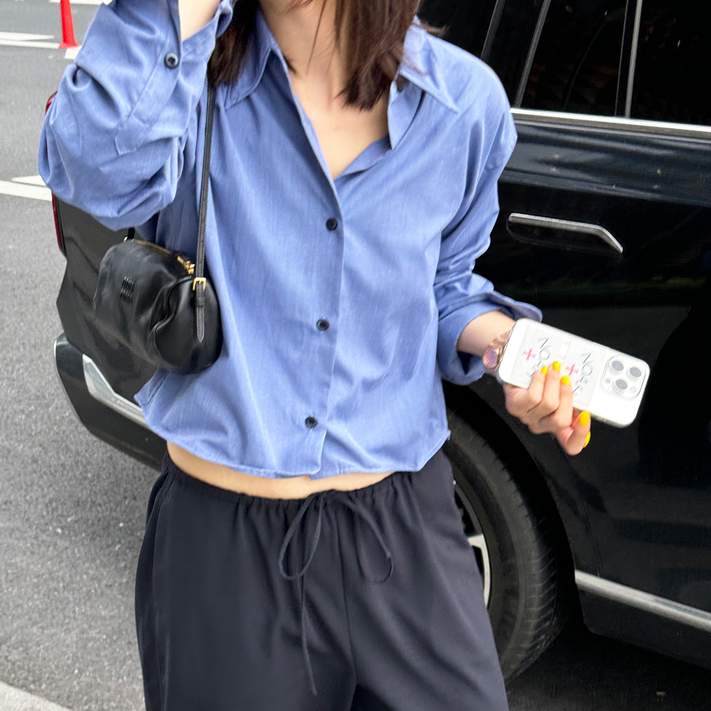 JOSIE CHOW【时尚感】夏季新款宽松衬衫长袖短款纯棉衬衣PA751584