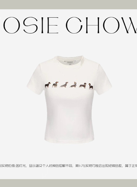 JOSIE CHOW【腊肠狗T】短款春夏款女款设计师风T恤。MA590183