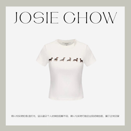 JOSIE CHOW【腊肠狗T】短款春夏款女款设计师风T恤。MA590183