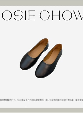 JOSIE CHOW 时尚圆头鞋纯色平底鞋。TR0650455