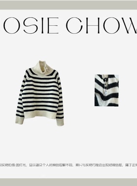 JOSIE CHOW【黑白条】女秋冬气质显瘦温暖针织套头衫外套JC652013