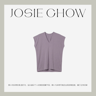 JOSIE CHOW【调性】2026春新款摩登通勤V领无袖棉T上衣JC671581