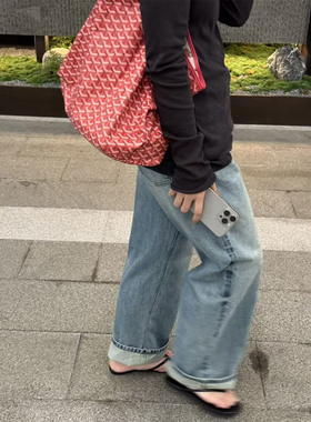 JOSIE CHOW【赤耳】高级感水洗直筒牛仔裤宽松阔腿长裤女JC882256