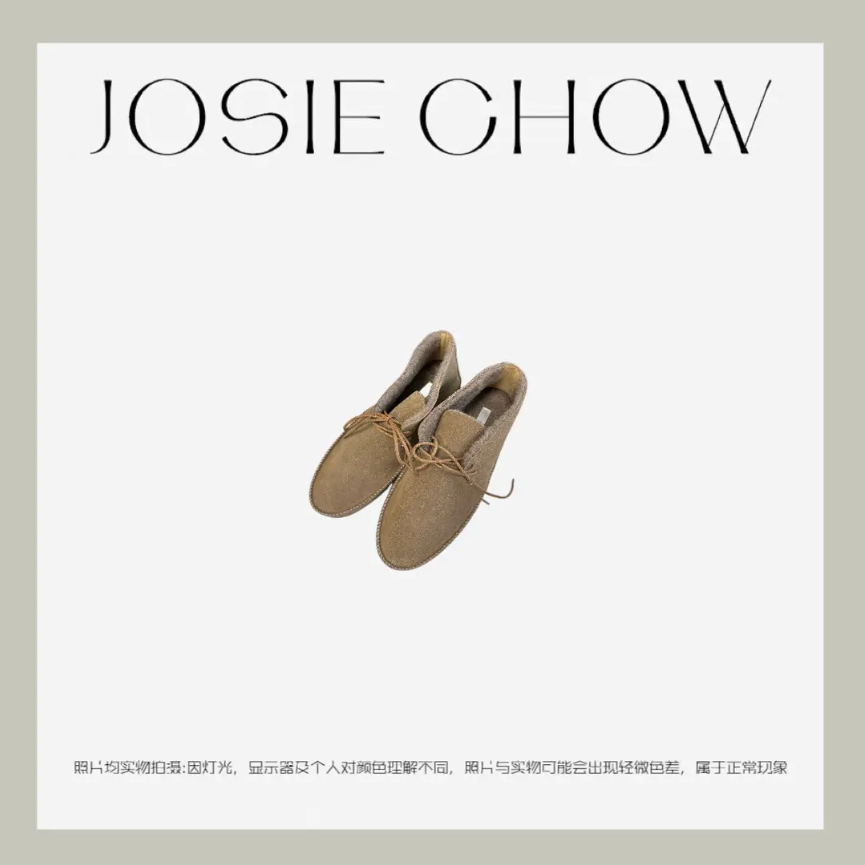 JOSIE CHOW【进口牛皮】冬日温暖系带翻皮绒平底靴雪地靴Tr234075