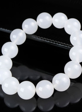 天然新疆白玉高冰金丝玉白玉手串卡 14冰底料玉石珠子单圈批发